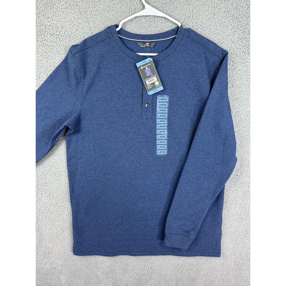 Member's Mark Henley Shirt Mens Large Waffle Knit Long Sleeve Thermal Pullover